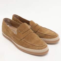 Tod's Khaki Suede Penny Penny Loafers Size 42