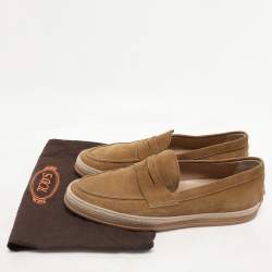 Tod's Khaki Suede Penny Penny Loafers Size 42
