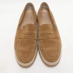 Tod's Khaki Suede Penny Penny Loafers Size 42