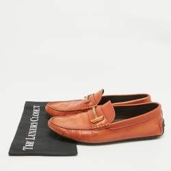 Tod's Brown Leather Double T Logo Slip On Penny Loafers Size 44