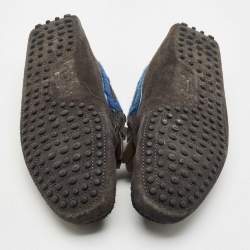 Tod's Grey Shearling and Suede Double T Driver Loafers Size 39.5