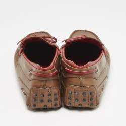 Tod's For Ferrari Brown Leather Bow Slip On Loafers Size 43
