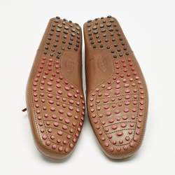 Tod's For Ferrari Brown Leather Bow Slip On Loafers Size 43