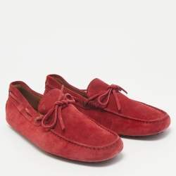 Tod's Dark Red Suede Slip On Loafers Size 43