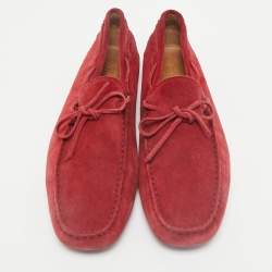 Tod's Dark Red Suede Slip On Loafers Size 43