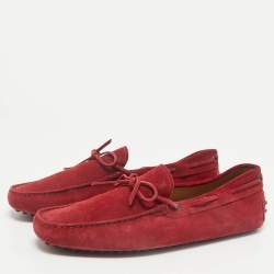 Tod's Dark Red Suede Slip On Loafers Size 43