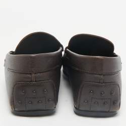 Tod's Brown Leather Double T Slip On Loafers Size 44.5