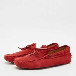 Tod's Dark Red Suede Slip On Loafers Size 42