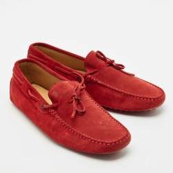 Tod's Dark Red Suede Slip On Loafers Size 42