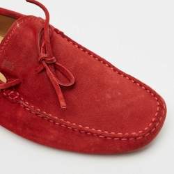 Tod's Dark Red Suede Slip On Loafers Size 42