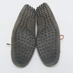 Tod's Dark Grey Suede Bow Slip On Loafers Size 42