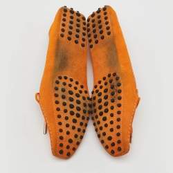 Tod's Orange Suede Bow Slip On Loafers Size 39