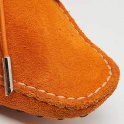Tod's Orange Suede Bow Slip On Loafers Size 39