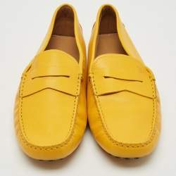Tod's Yellow Leather Slip On Loafers Size 41.5