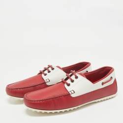 Tod's for Ferrari Two Tone Leather Boat Shoes Size 42