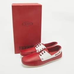 Tod's for Ferrari Two Tone Leather Boat Shoes Size 42