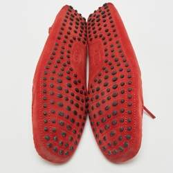 Tod's For Ferrari Red Suede Bow Slip On Loafers Size 44.5