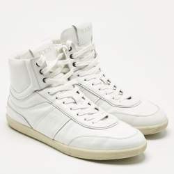 Tod's White Leather High Top Sneakers Size 44.5