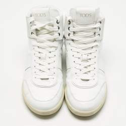 Tod's White Leather High Top Sneakers Size 44.5