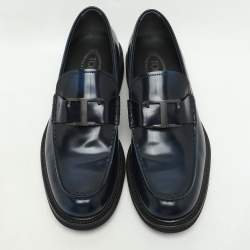 Tod's Blue Patent Leather Loafers Size 44