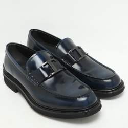 Tod's Blue Patent Leather Loafers Size 44