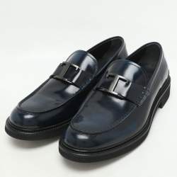 Tod's Blue Patent Leather Loafers Size 44