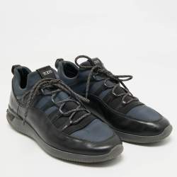 Pre Owned Tod's Black/Blue Leather and Neoprene Nuovo Sneakers Size 43