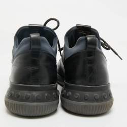 Pre Owned Tod's Black/Blue Leather and Neoprene Nuovo Sneakers Size 43
