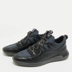 Pre Owned Tod's Black/Blue Leather and Neoprene Nuovo Sneakers Size 43