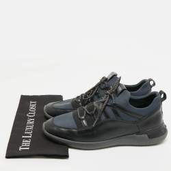 Pre Owned Tod's Black/Blue Leather and Neoprene Nuovo Sneakers Size 43