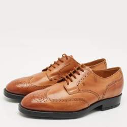 Pre Owned Tod's Brown Brogue Leather Lace Up Derby Size 48