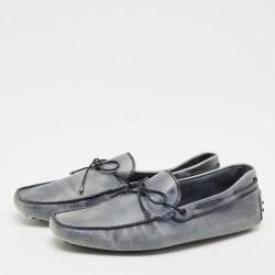 Pre Owned Tods Blue Leather Gommino Driving Loafers Size 48