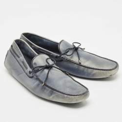 Pre Owned Tods Blue Leather Gommino Driving Loafers Size 48