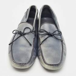 Pre Owned Tods Blue Leather Gommino Driving Loafers Size 48