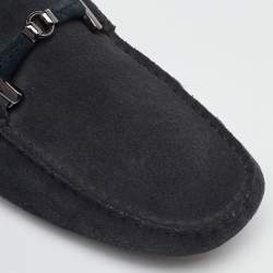 Pre Owned Tod's Midnight Blue Suede Slip On Loafers Size 38.5