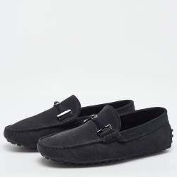 Pre Owned Tod's Midnight Blue Suede Slip On Loafers Size 38.5