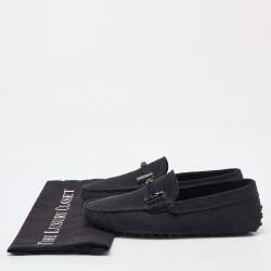 Pre Owned Tod's Midnight Blue Suede Slip On Loafers Size 38.5