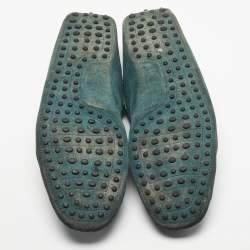 Pre Owned Tod's Dark Green Suede Bow Slip On Loafers Size 44.5