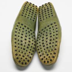 Pre Owned Tod's Light Green Leather Penny Slip On Loafers Size 44.5