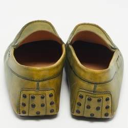 Pre Owned Tod's Light Green Leather Penny Slip On Loafers Size 44.5