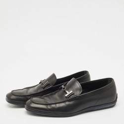 Pre Owned Tod's Black Leather Slip On Loafers Size 42.5