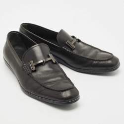 Pre Owned Tod's Black Leather Slip On Loafers Size 42.5