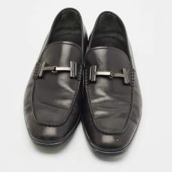 Pre Owned Tod's Black Leather Slip On Loafers Size 42.5