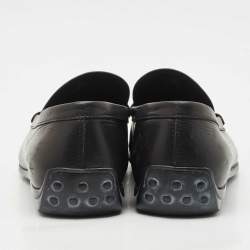 Pre Owned Tod's Black Leather Slip On Loafers Size 42.5