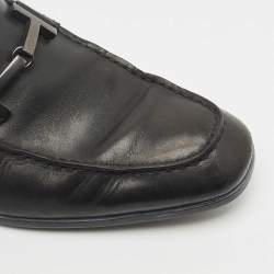 Pre Owned Tod's Black Leather Slip On Loafers Size 42.5