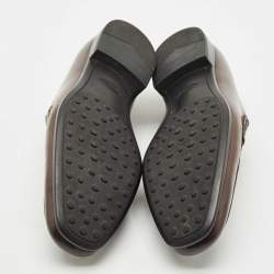 Pre Owned Tod's Dark Brown Leather Penny Slip On Loafers Size 47.5