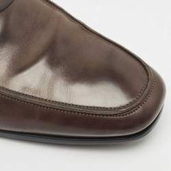 Pre Owned Tod's Dark Brown Leather Penny Slip On Loafers Size 47.5