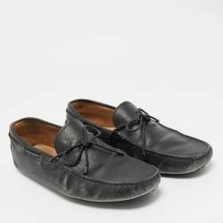 Pre Owned Tod's Black Leather Gommino Loafers Size 43