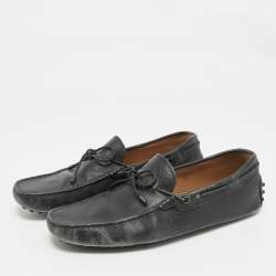 Pre Owned Tod's Black Leather Gommino Loafers Size 43