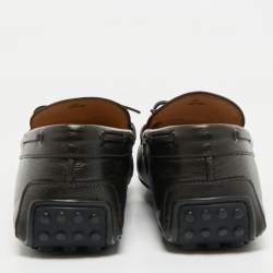 Pre Owned Tod's Dark Brown Leather Laccetto City Gommino Loafers Size 47